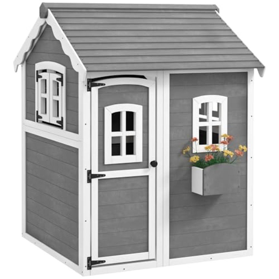 Kids Outdoor Wooden Playhouse - Drewniany domek do zabawy dla dzieci