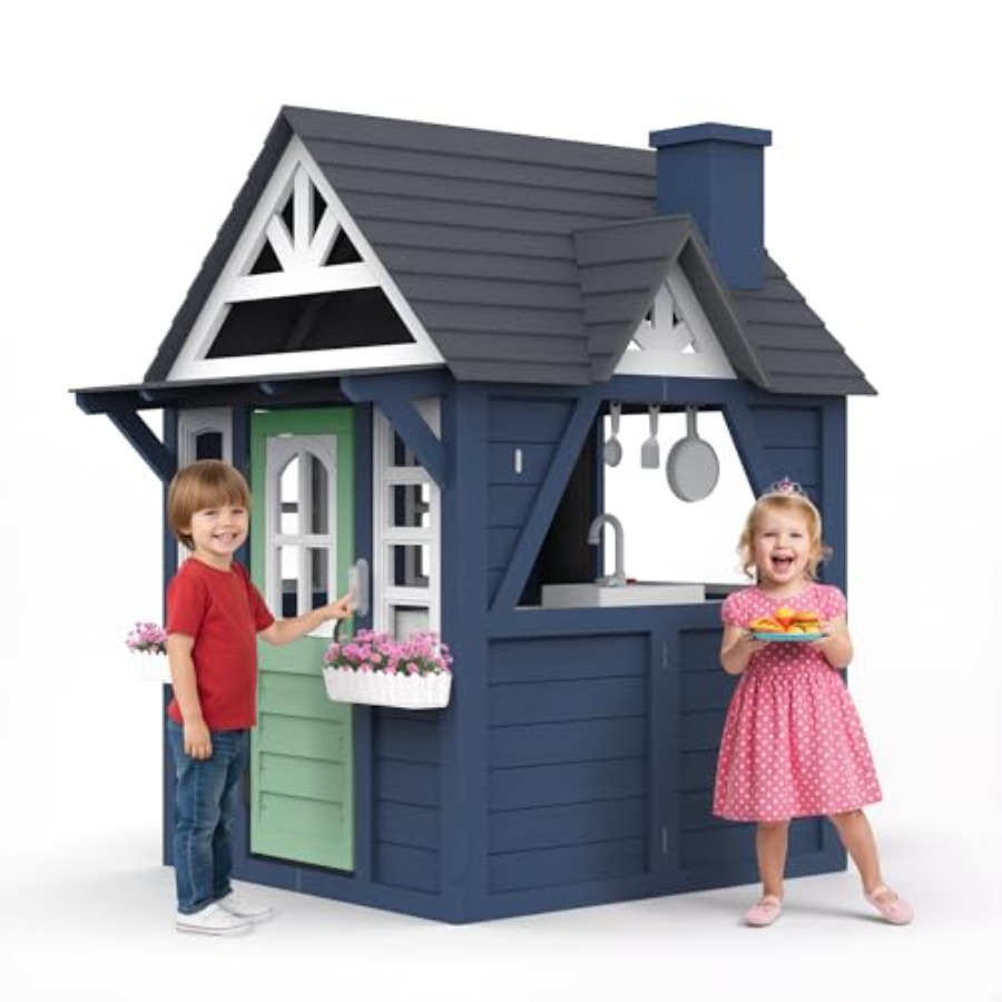 Kids Outdoor Wooden Playhouse - Drewniany domek dla dzieci do zabawy