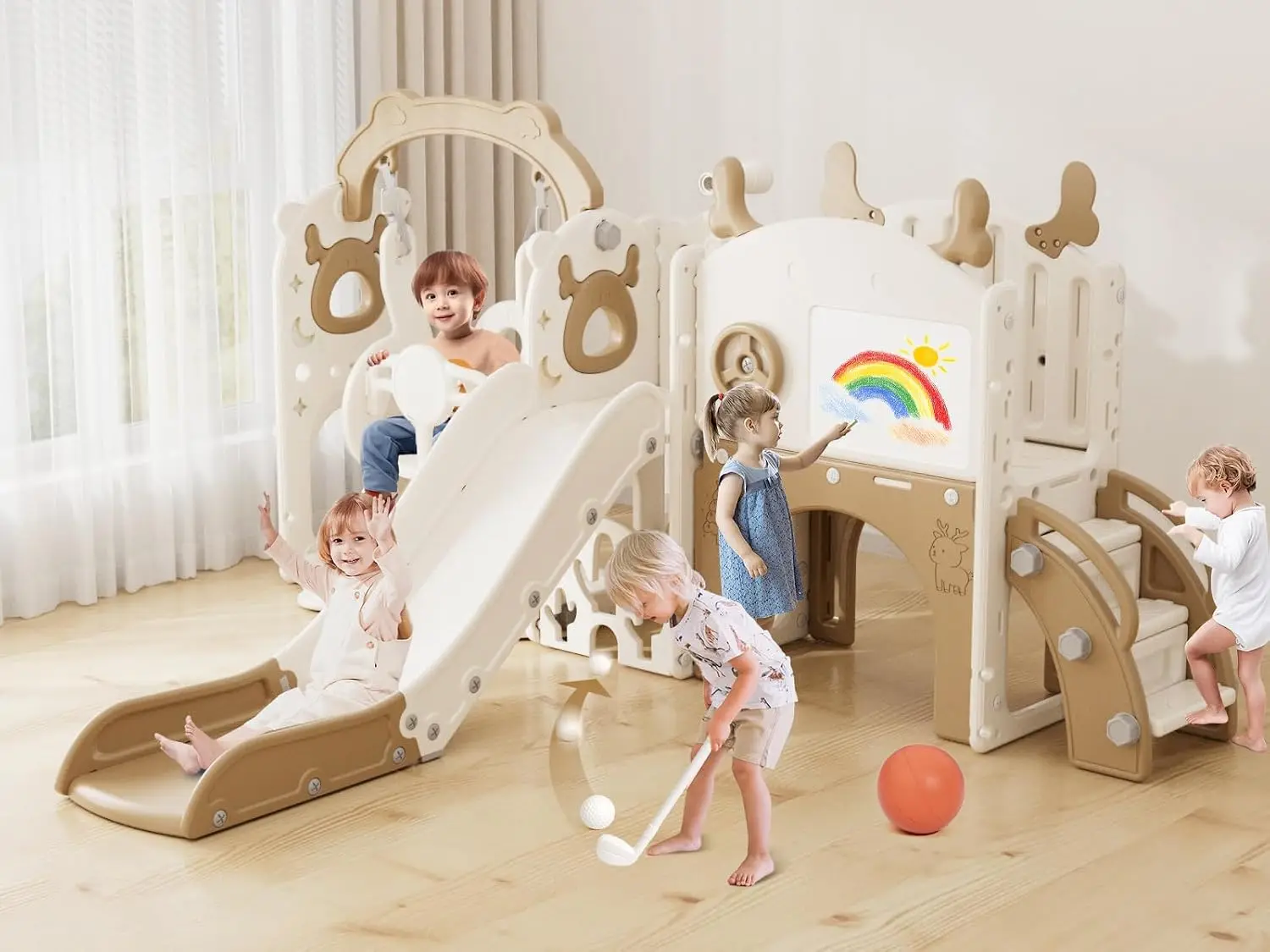 Kids Outdoor Slide Set - Zestaw zjeżdżalni i huśtawki 13 w