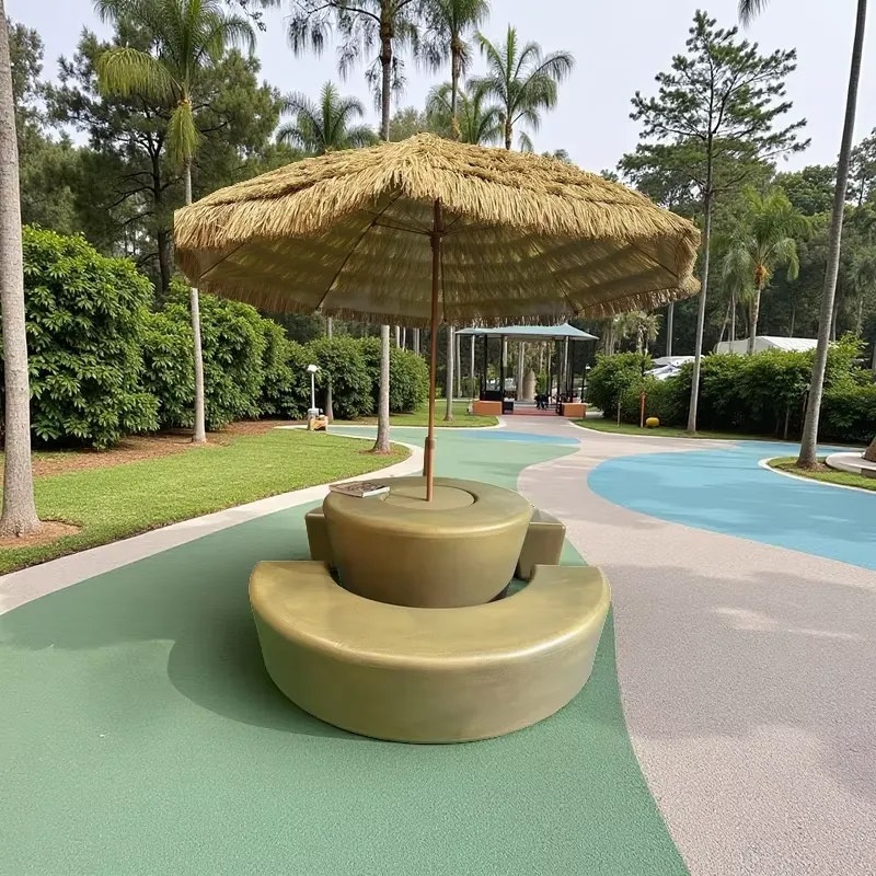 Kids Outdoor Bench With Umbrella - Nowoczesny okrągły zestaw stołu i krzeseł