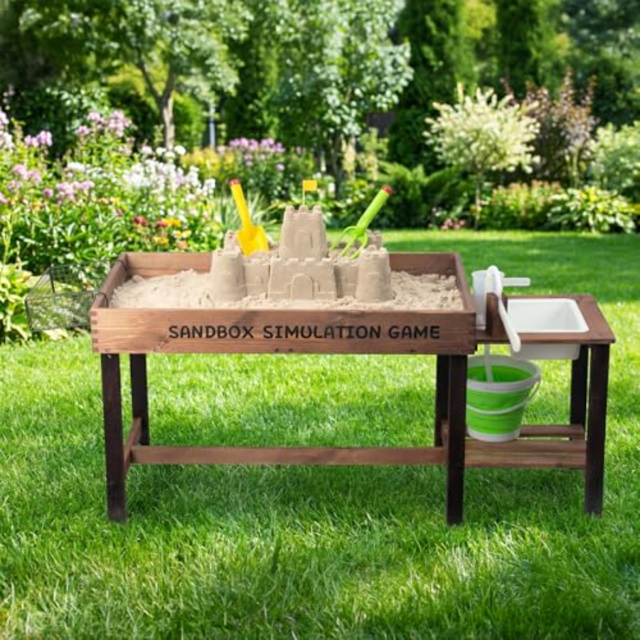 Kids Outdoor Activity Table - Drewniany stolik do zabawy w piasku