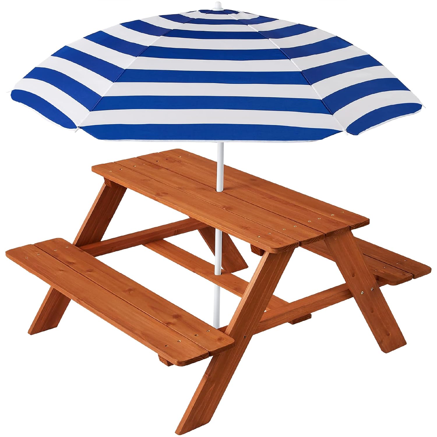 Kids Outdoor Bench With Umbrella - Drewniany stół piknikowy dla dzieci z