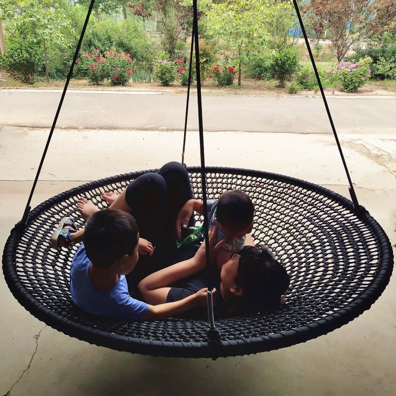 Kids Outdoor Nest Swing - Duża okrągła huśtawka dyskowa, zewnętrzna huśtawka
