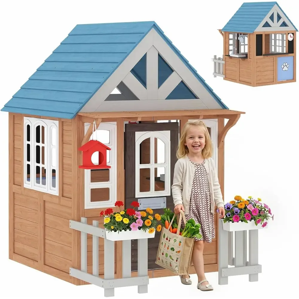 Domek do zabawy na zewnątrz Qa – Kids Outdoor Wooden Playhouse recenzja i cena