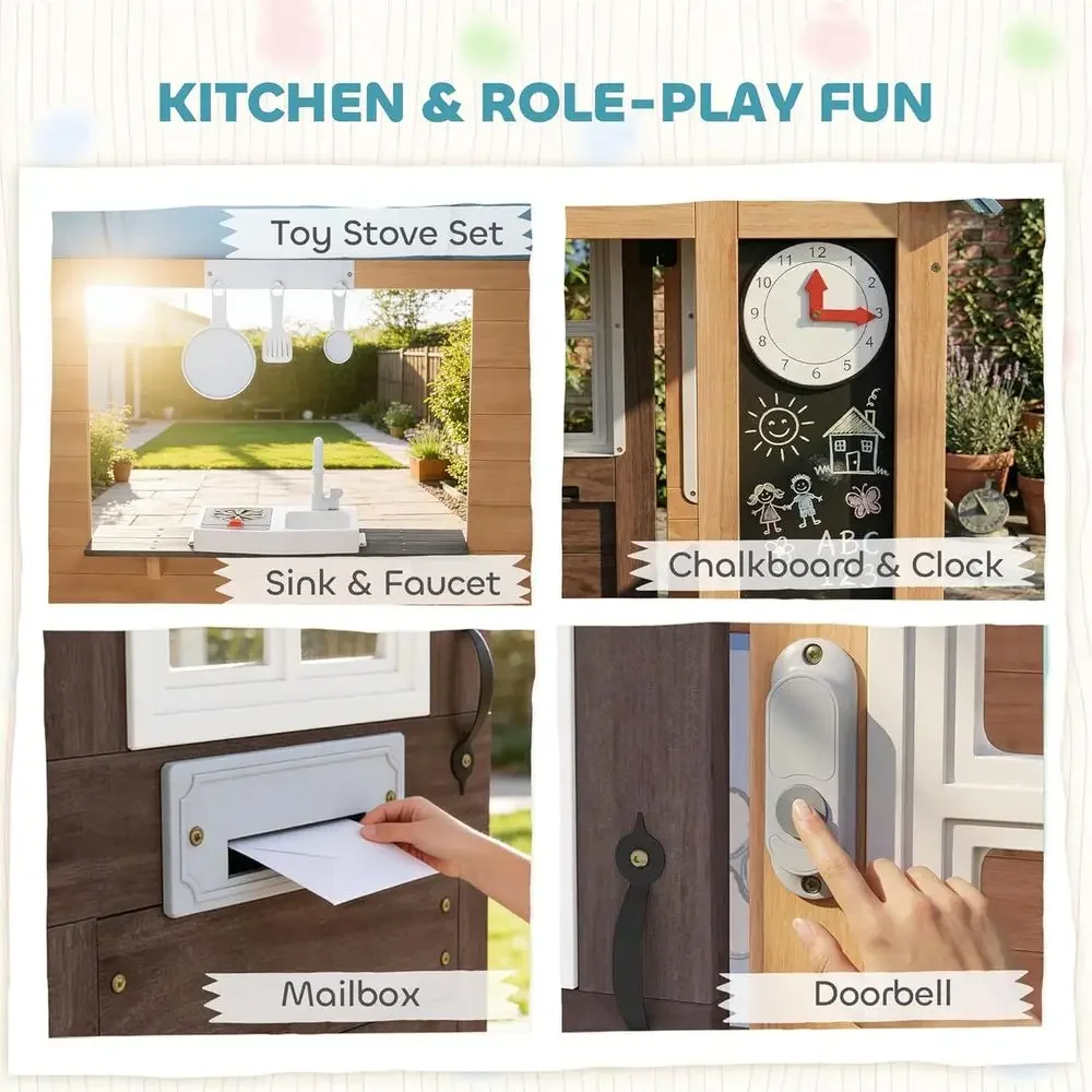 Domek do zabawy na zewnątrz Qa – Kids Outdoor Wooden Playhouse recenzja i cena