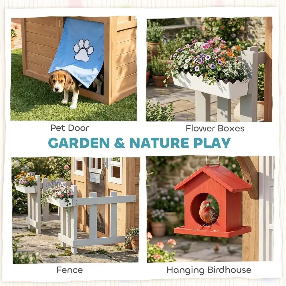 Domek do zabawy na zewnątrz Qa – Kids Outdoor Wooden Playhouse recenzja i cena