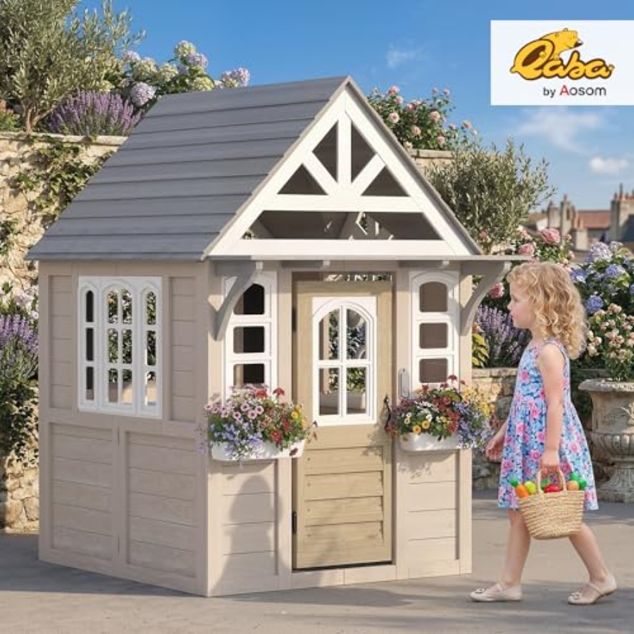 Drewniany domek do zabawy dla  – Kids Outdoor Wooden Playhouse recenzja i cena