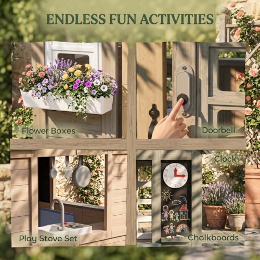 Drewniany domek do zabawy dla  – Kids Outdoor Wooden Playhouse recenzja i cena