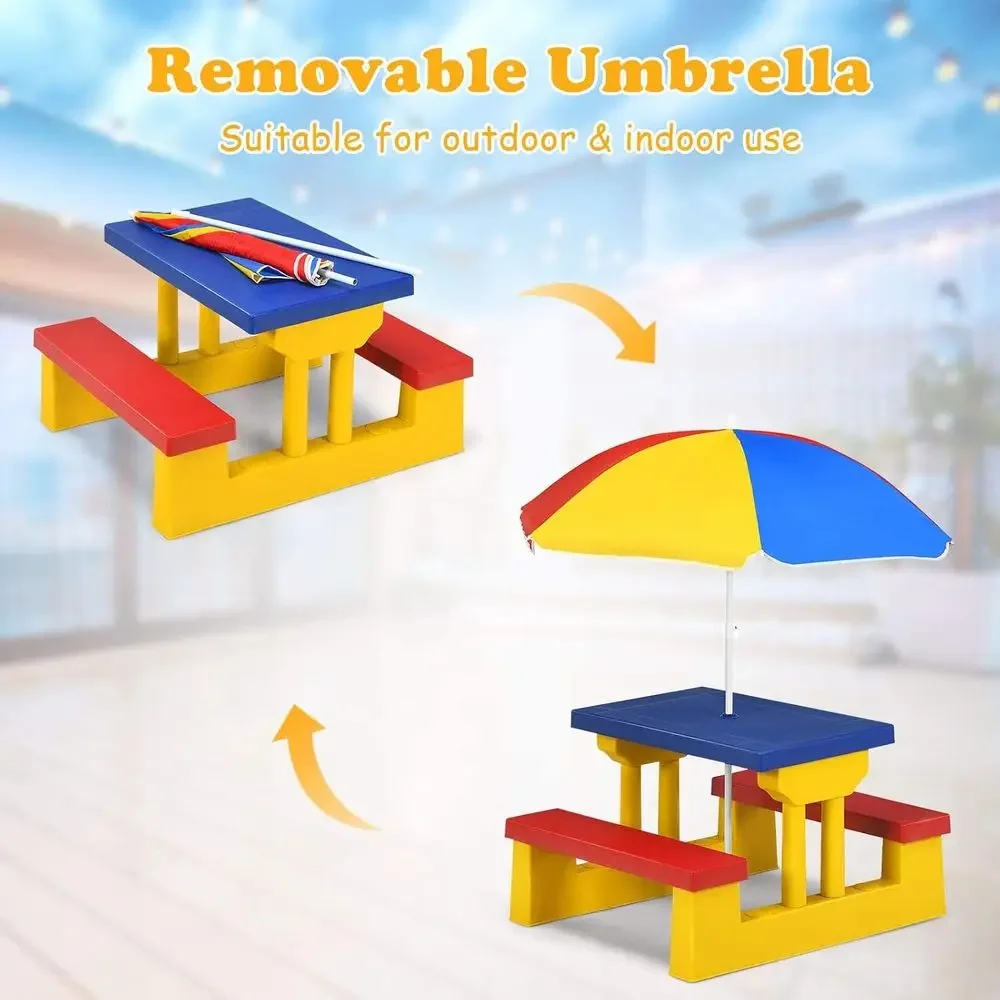 Wielokolorowy zestaw stołu pik – Kids Outdoor Bench With Umbrella recenzja i cena