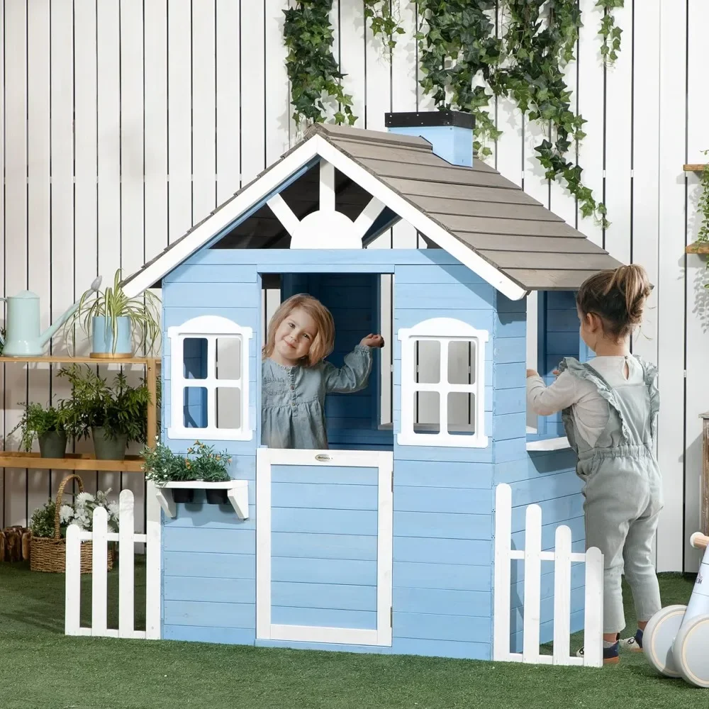 Domek dla dzieci na zewnątrz w – Kids Outdoor Wooden Playhouse recenzja i cena