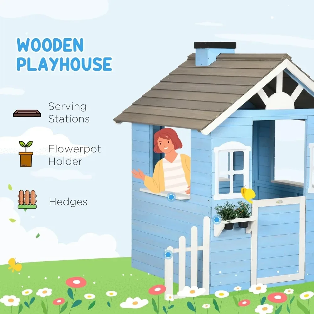 Domek dla dzieci na zewnątrz w – Kids Outdoor Wooden Playhouse recenzja i cena