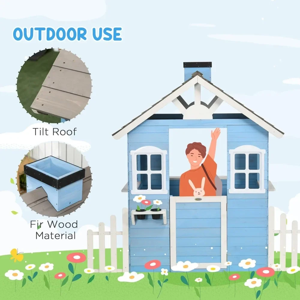 Domek dla dzieci na zewnątrz w – Kids Outdoor Wooden Playhouse recenzja i cena
