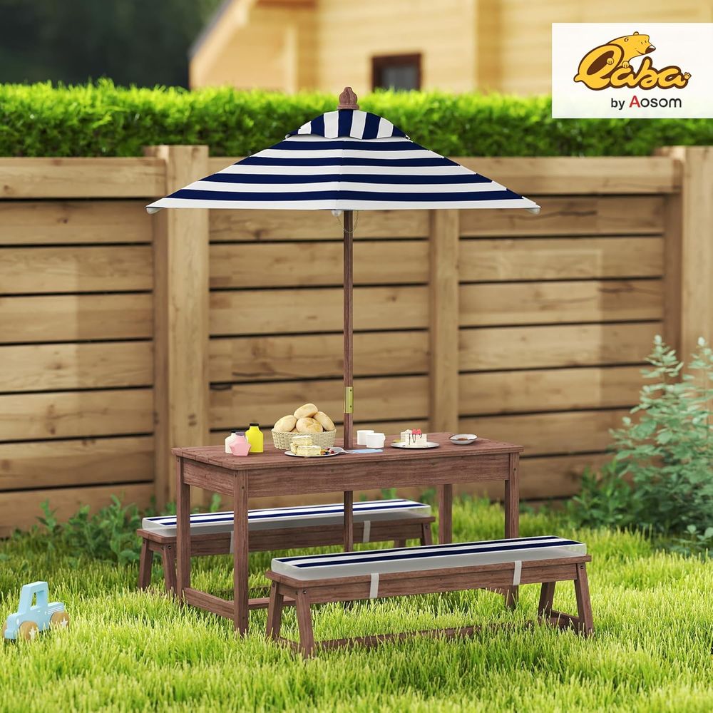 Stół piknikowy dla dzieci Qaba – Kids Outdoor Bench With Umbrella recenzja i cena