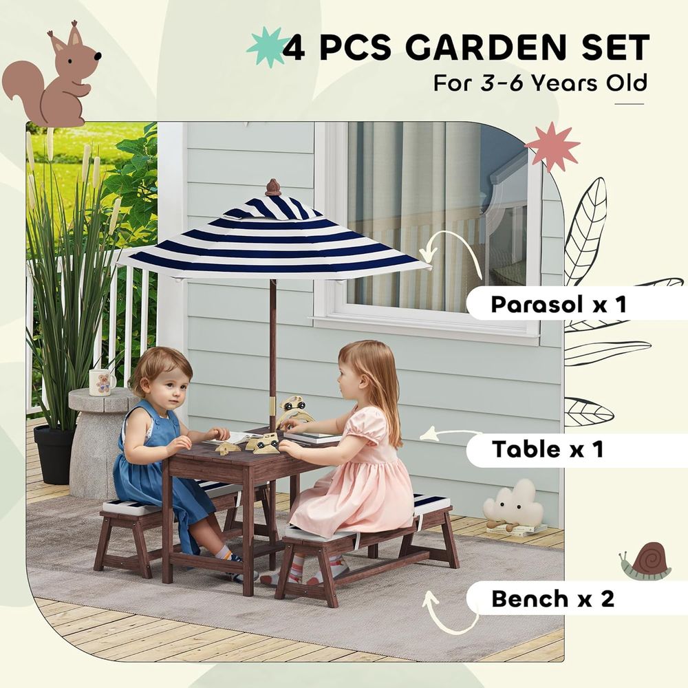 Stół piknikowy dla dzieci Qaba – Kids Outdoor Bench With Umbrella recenzja i cena