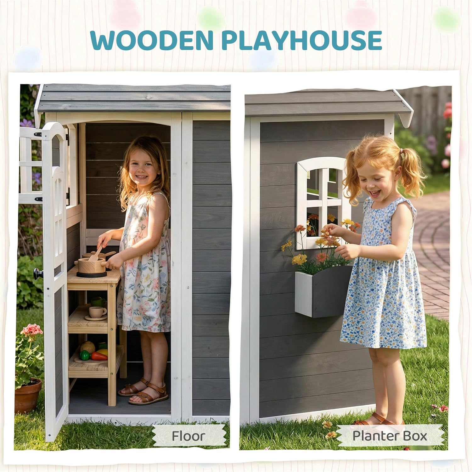 # Drewniany domek do zabawy na – Kids Outdoor Wooden Playhouse recenzja i cena