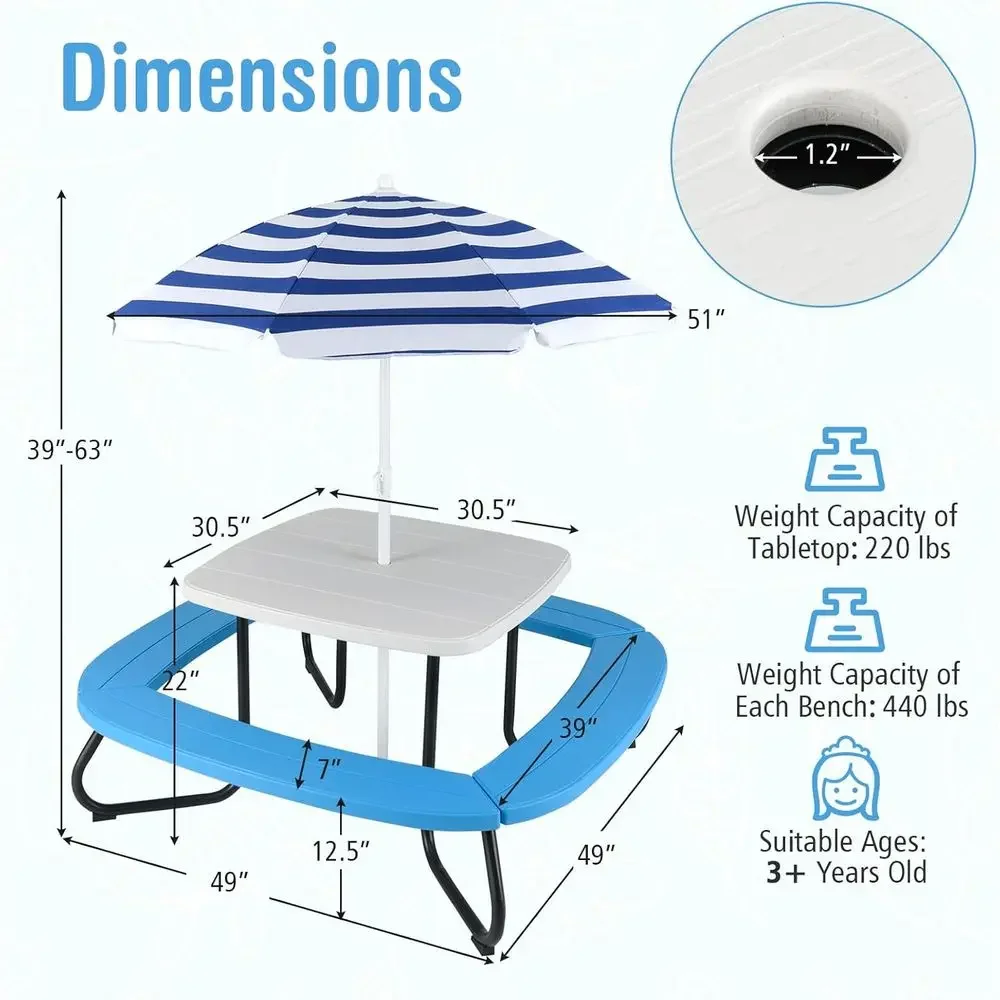 Stół piknikowy dla 8 osób z pa – Kids Outdoor Activity Table recenzja i cena