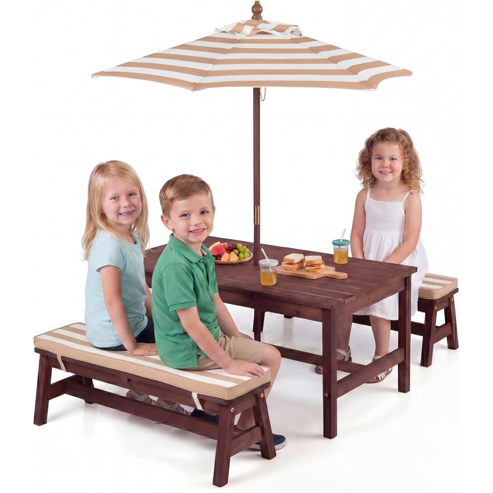 Stół piknikowy dla dzieci, duż – Kids Outdoor Bench With Umbrella recenzja i cena