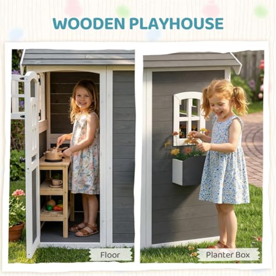 Drewniany domek do zabawy dla  – Kids Outdoor Wooden Playhouse recenzja i cena