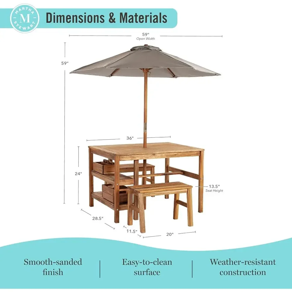 Zestaw mebli ogrodowych dla dz – Kids Outdoor Bench With Umbrella recenzja i cena