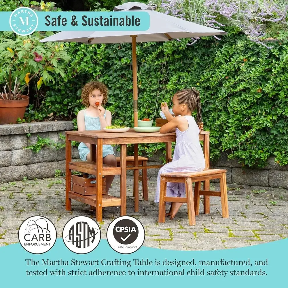Zestaw mebli ogrodowych dla dz – Kids Outdoor Bench With Umbrella recenzja i cena