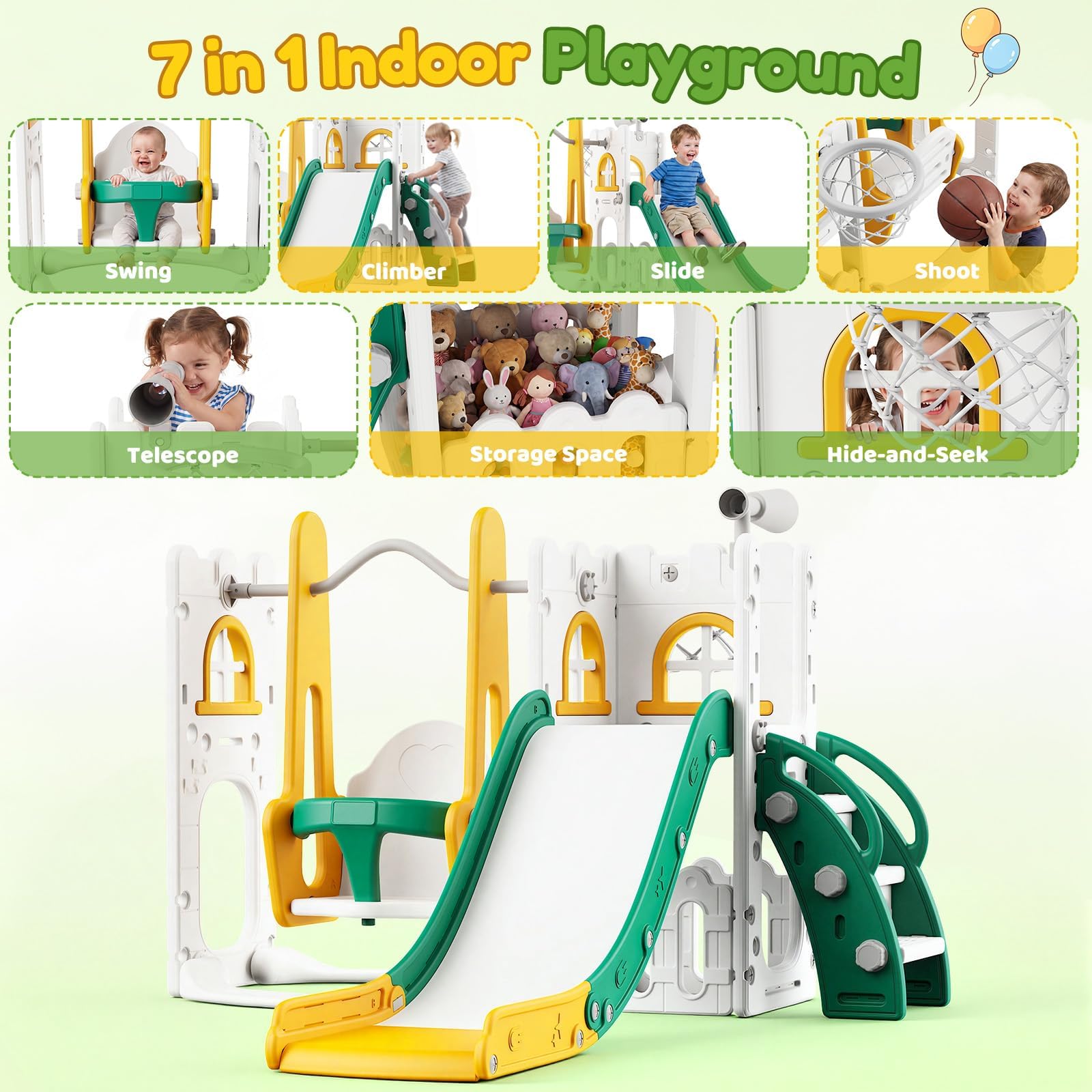 Zestaw 7 w 1 dla małych dzieci – Kids Outdoor Slide Set recenzja i cena