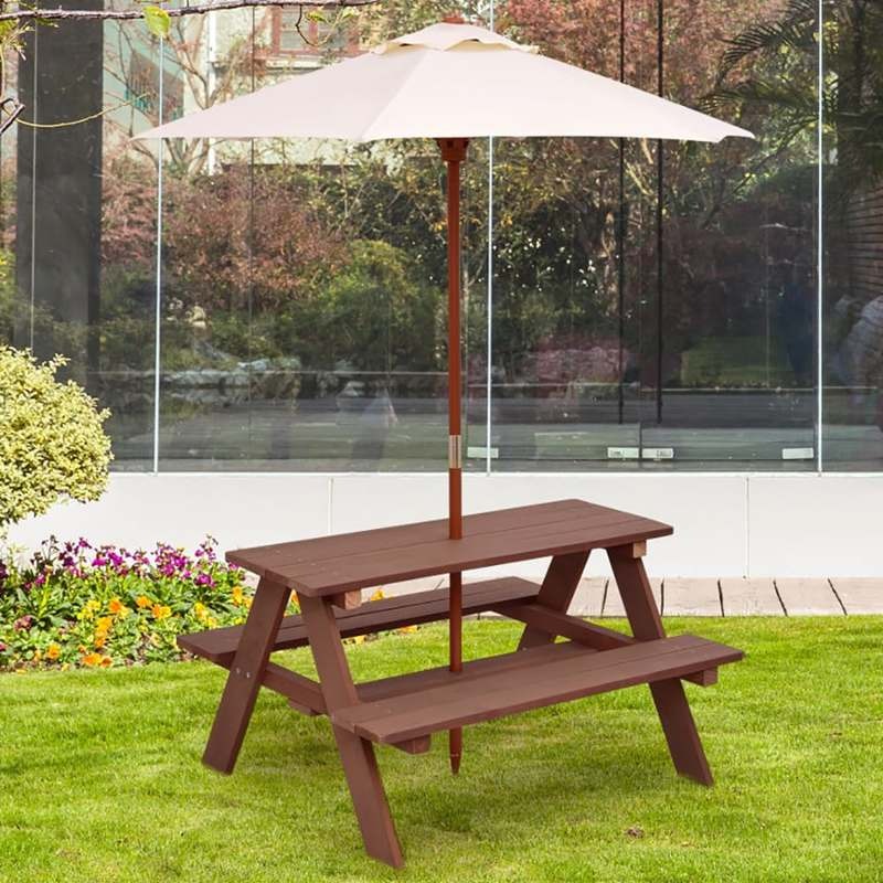 Zestaw piknikowy dla dzieci na – Kids Outdoor Bench With Umbrella recenzja i cena