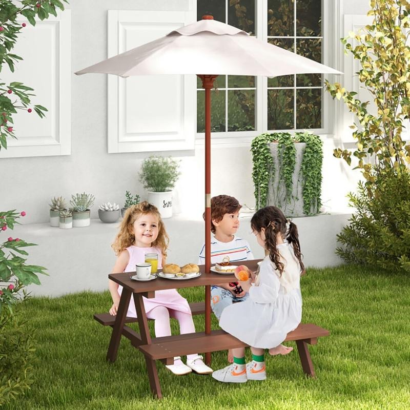 Zestaw piknikowy dla dzieci na – Kids Outdoor Bench With Umbrella recenzja i cena