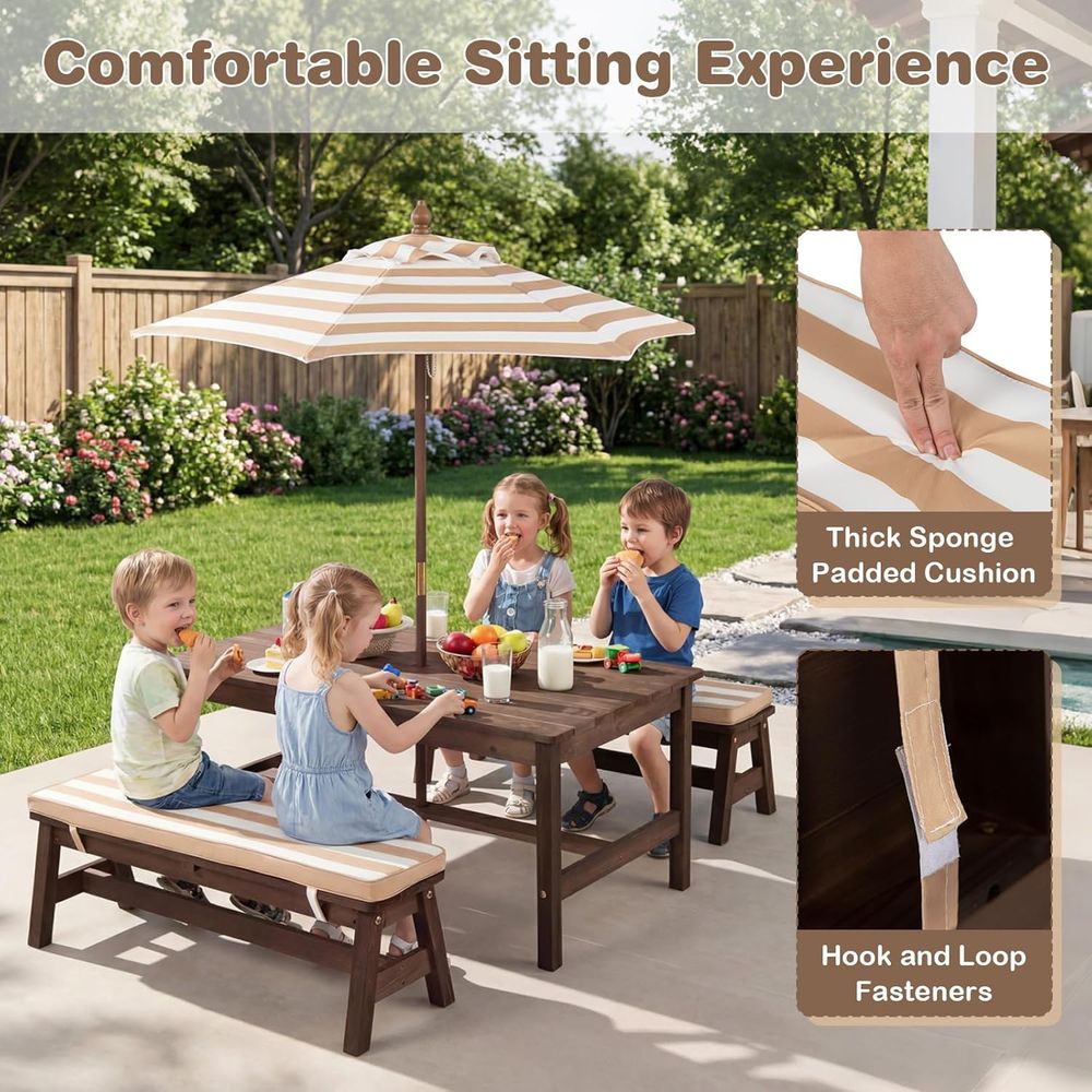 Stolik piknikowy dla dzieci, d – Kids Outdoor Bench With Umbrella recenzja i cena
