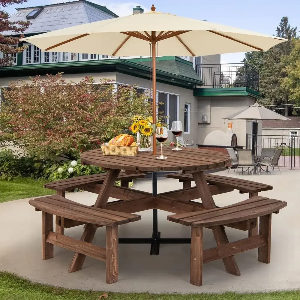 Drewniany zestaw stołu pikniko – Kids Outdoor Bench With Umbrella recenzja i cena