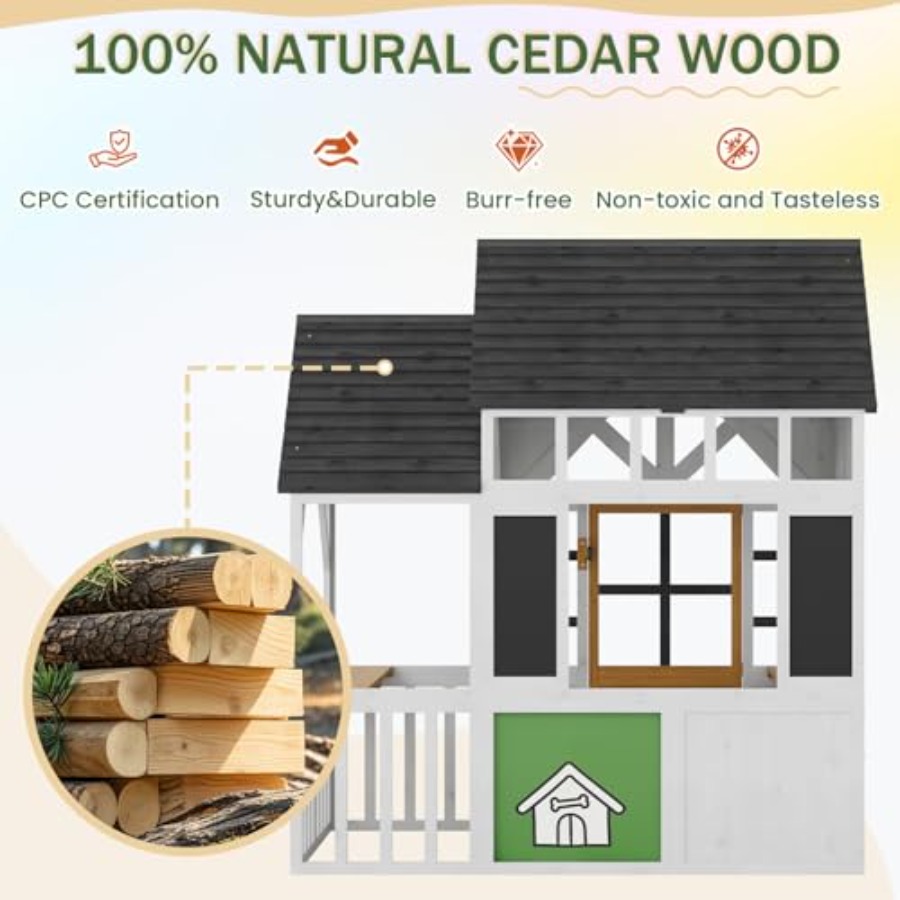Drewniany domek do zabawy dla  – Kids Outdoor Wooden Playhouse recenzja i cena