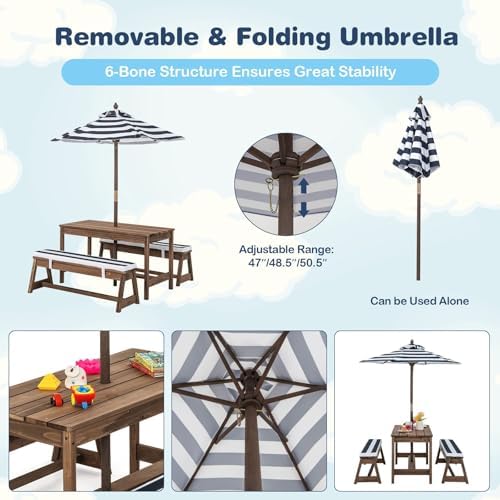 Stół piknikowy dla dzieci, dre – Kids Outdoor Bench With Umbrella recenzja i cena