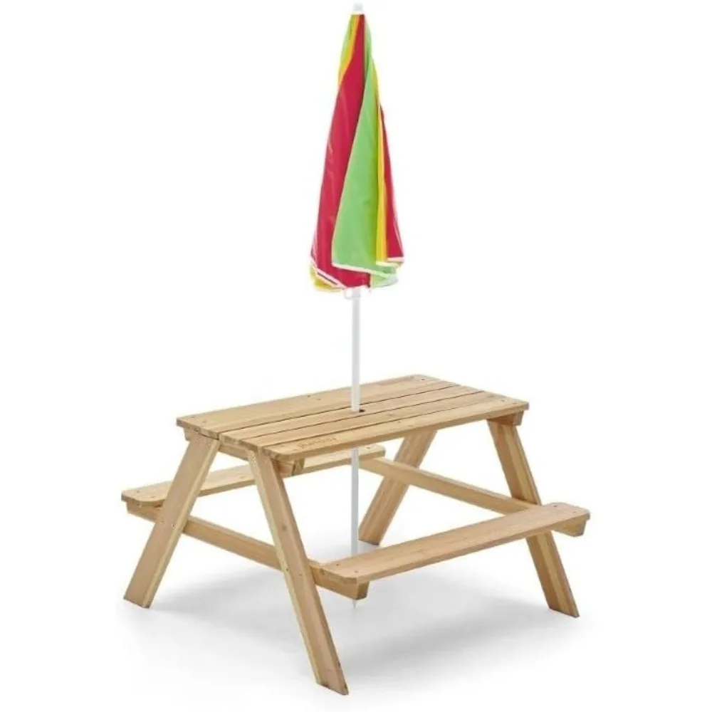 Drewniany stolik piknikowy dla – Kids Outdoor Bench With Umbrella recenzja i cena