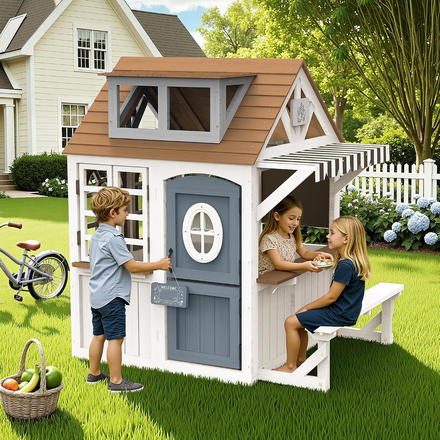 Drewniany domek dla dzieci Alb – Kids Outdoor Wooden Playhouse recenzja i cena