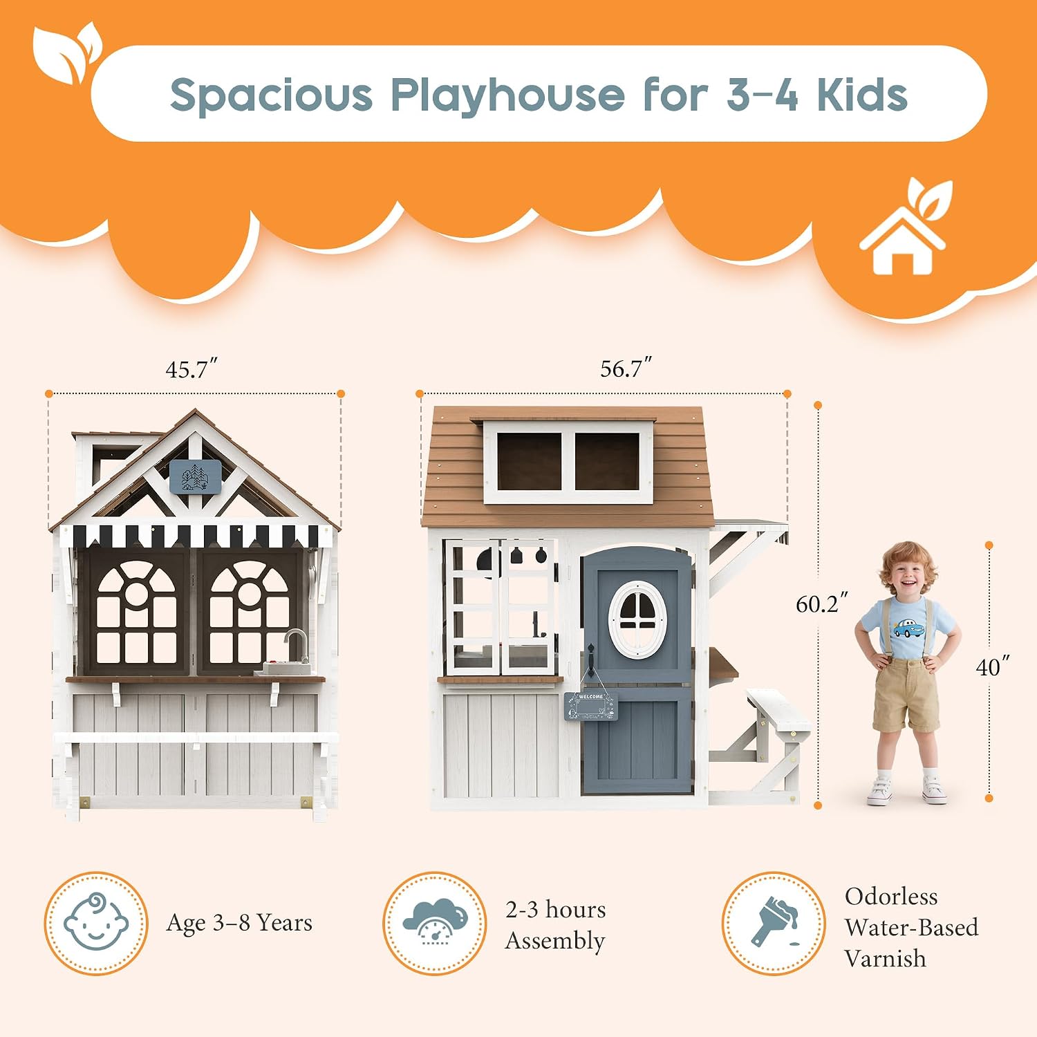 Drewniany domek dla dzieci Alb – Kids Outdoor Wooden Playhouse recenzja i cena