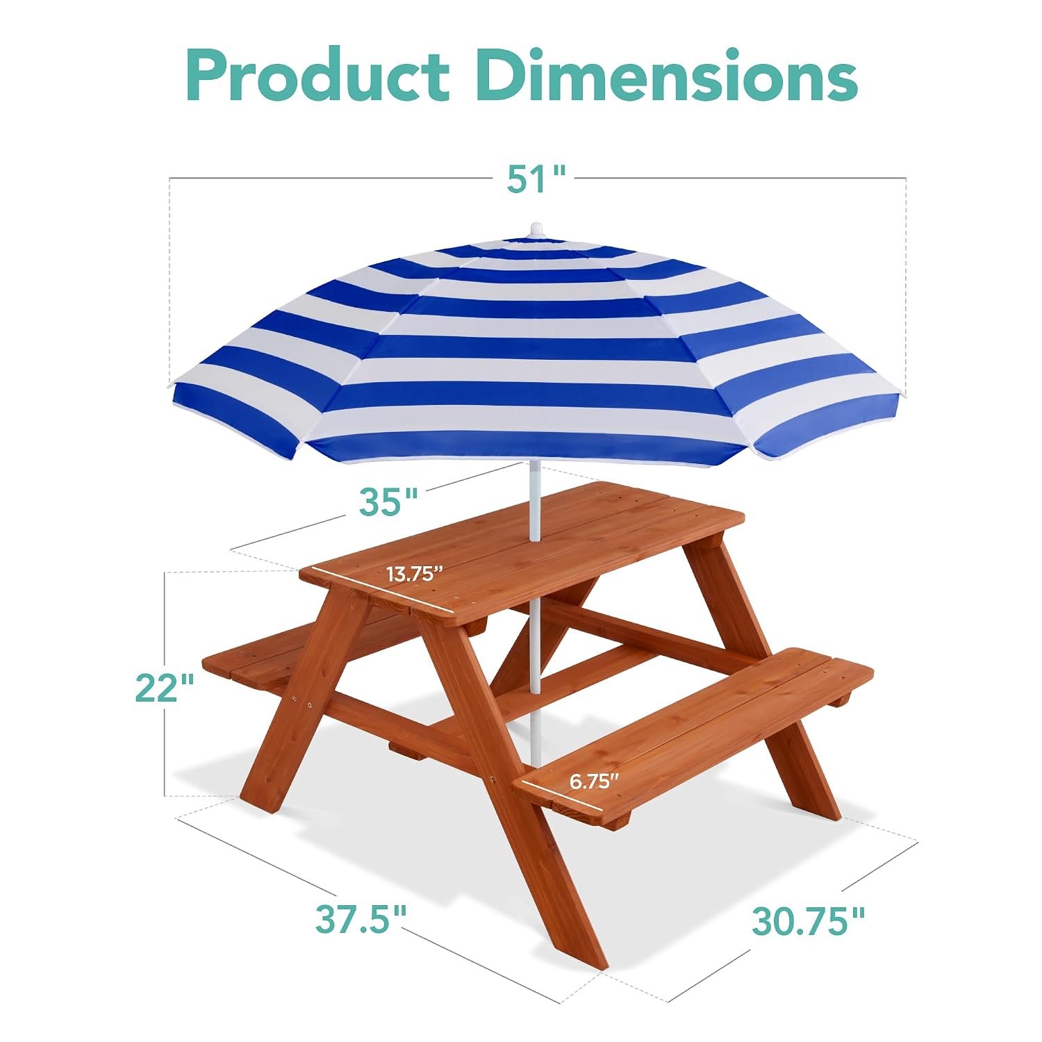 Drewniany stół piknikowy dla d – Kids Outdoor Bench With Umbrella recenzja i cena