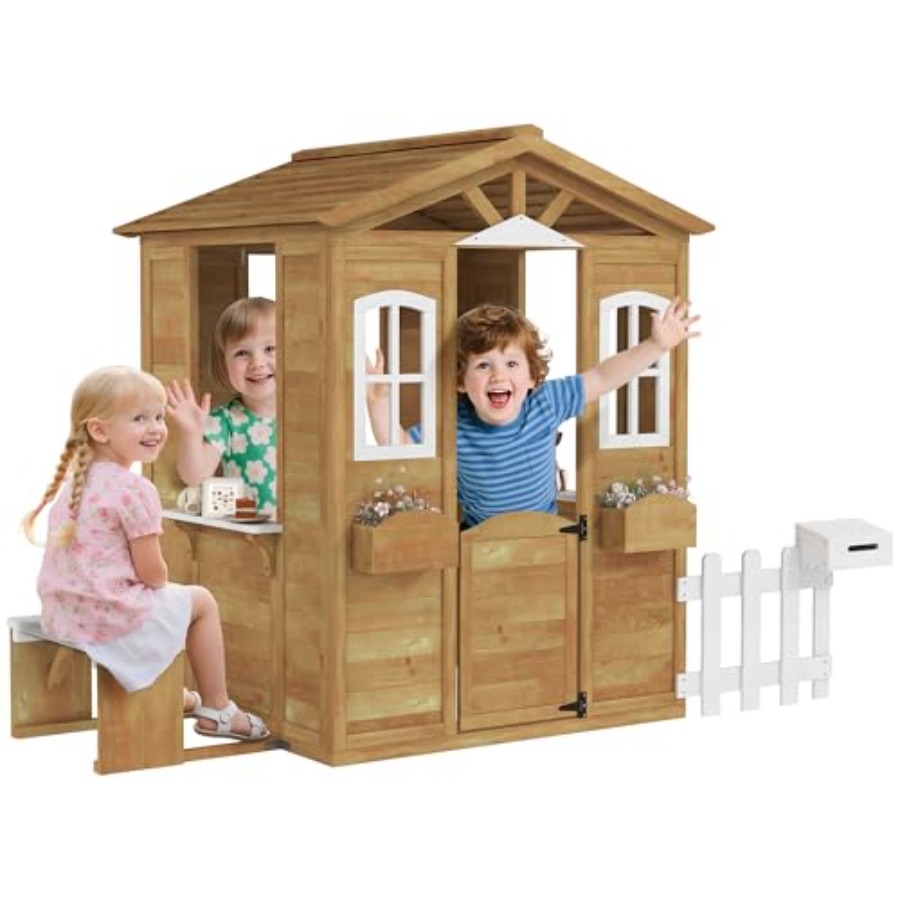 Domek do zabawy na zewnątrz dl – Kids Outdoor Wooden Playhouse recenzja i cena