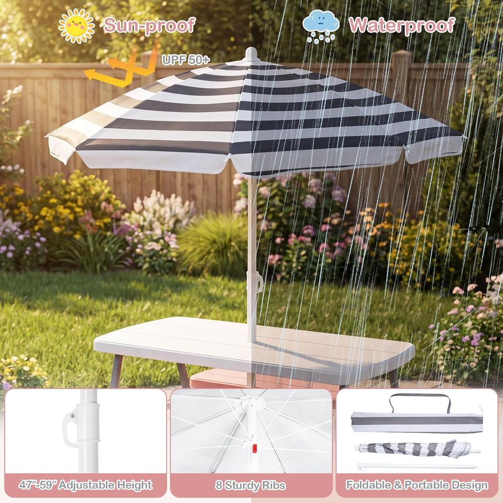 Stół piknikowy dla dzieci, zes – Kids Outdoor Bench With Umbrella recenzja i cena
